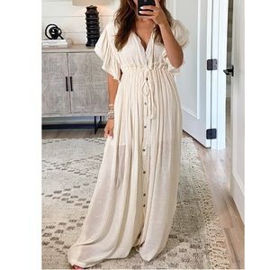 Linen Maxi Dress Ivory by Shop Talulah
